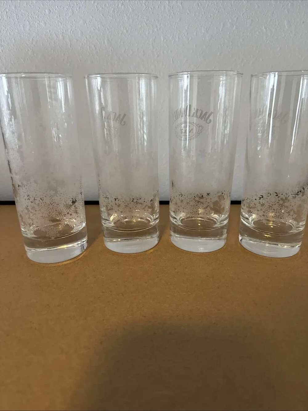 Highball Glasses Set of 4 Jack Daniels Old No. 7 Snowflake 10 Oz Etched 6